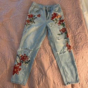 Topshop Fire Flower Mom Jeans